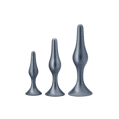 Zestaw korków analnych Matrix Genesis Plug Kit Stellar Silver - 3 progresywne rozmiary 8,3-13,3 cm, silikon Puria™, podstawa Anc - 1 2