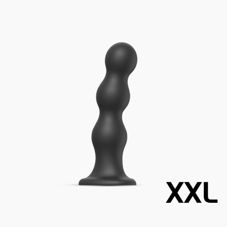 Dildo Plug Balls Noir XXL - trzyperłowa konstrukcja silikonowa z przyssawką, długość wkładalna 17,5 cm - 2