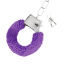 Futrzane Kajdanki BDSM Love Cuffs Fioletowe - Regulowane z Bezpiecznym Zamknięciem - 4