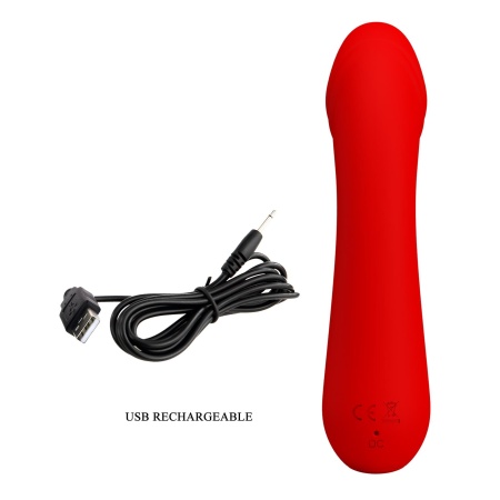 Wibrator Cetus Red do punktu G - 12 funkcji wibracji, pamięć, 15 cm - 12