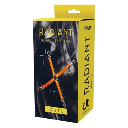 Radiant Hog Tie Glow in the Dark Orange - zestaw do unieruchomienia z 4 metalowymi karabińczykami i regulowanymi paskami - 1