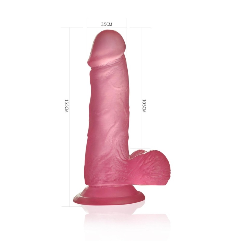 Dildo z przyssawką Jelly Studs Crystal 15,5 cm Różowy - 3