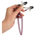 Klamry na brodawki ORION Nipple Chain Purple – regulacja nacisku śrubą, klamra 5,2 cm, łańcuszek 30 cm - 3