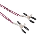 Klamry na brodawki ORION Nipple Chain Purple – regulacja nacisku śrubą, klamra 5,2 cm, łańcuszek 30 cm - 4