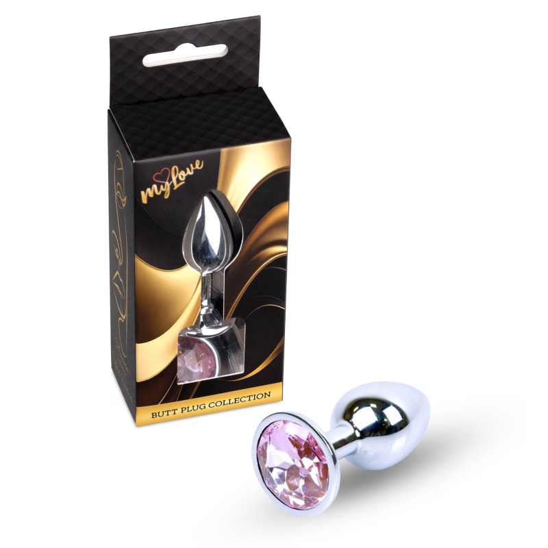 Korek analny MyLove Toys Jewellery Silver PLUG Rose ze stali nierdzewnej z różowym kamieniem, 7 cm, średnica maksymalna 2,7 cm - 7