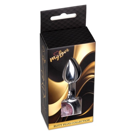 Korek analny MyLove Toys Jewellery Silver PLUG Rose ze stali nierdzewnej z różowym kamieniem, 7 cm, średnica maksymalna 2,7 cm - 8