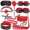 Fetish Fever - Bondage Set - 10 pieces - Red/Black - 1