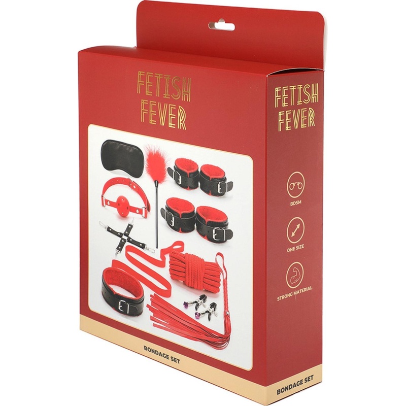 Fetish Fever - Bondage Set - 10 pieces - Red/Black - 2