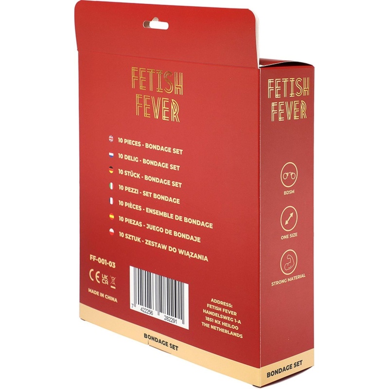 Fetish Fever - Bondage Set - 10 pieces - Red/Black - 3