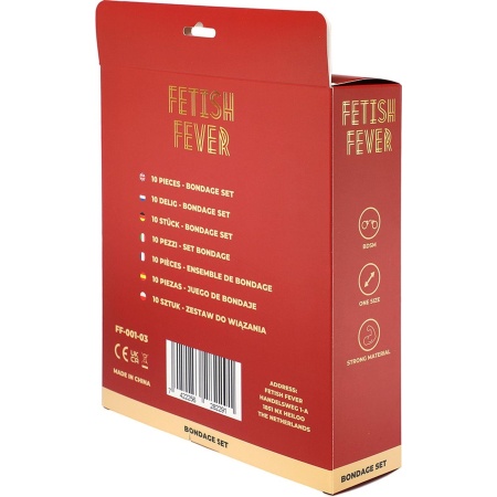 Fetish Fever - Bondage Set - 10 pieces - Red/Black - 3