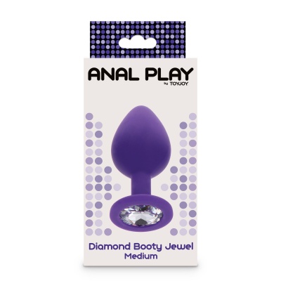 Korek analny Diamond Booty Jewel Medium Purple z kryształem w podstawie – 8 cm - 1 2