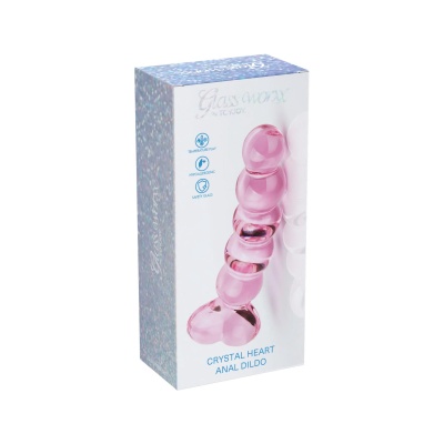 Szklany stymulator analny Crystal Heart z wypustkami, 15 cm - 1