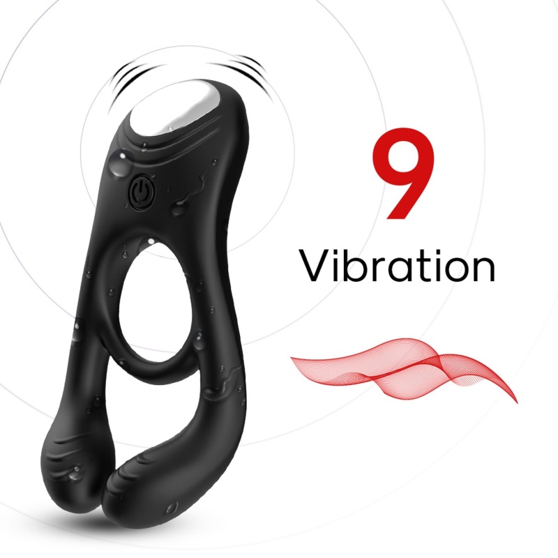 Wibracyjny pierścień na penisa Veyron Black, 3 silniki, 9 trybów, pilot zdalnego sterowania - 9