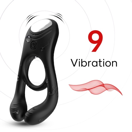 Wibracyjny pierścień na penisa Veyron Black, 3 silniki, 9 trybów, pilot zdalnego sterowania - 9