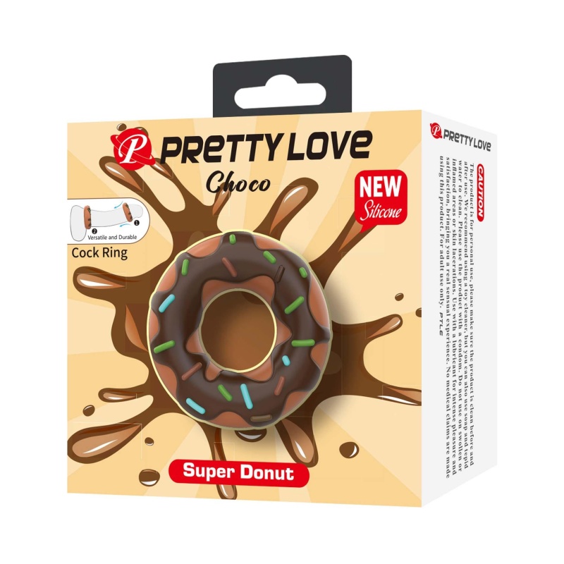 Silikonowy pierścień erekcyjny Choco Super Donut w kształcie pączka, 9 cm średnicy - 7