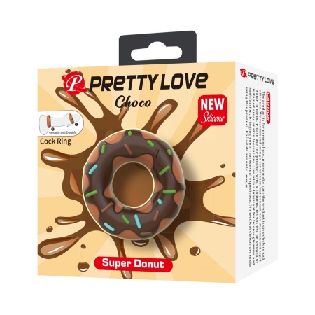 Silikonowy pierścień erekcyjny Choco Super Donut w kształcie pączka, 9 cm średnicy - 7