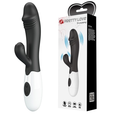 Wibrator króliczek Snappy black – 30 funkcji wibracji, silikon medyczny - 1