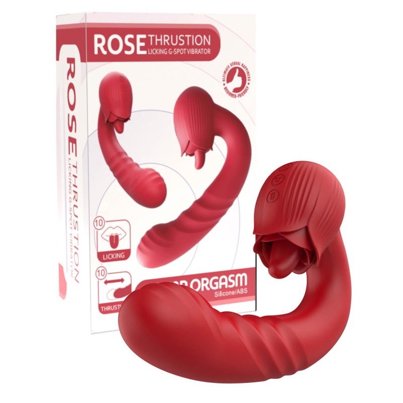 Rose Thrusting Vibrator - podwójna stymulacja, ruch posuwisty i języczek - 12