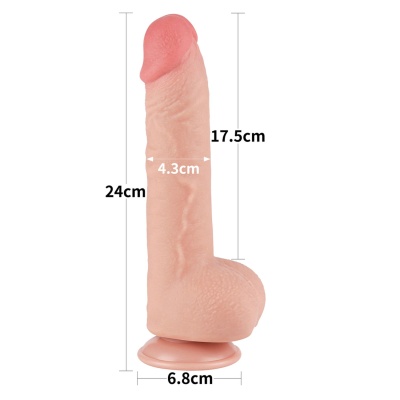 Dildo Sliding Skin Dual Layer 24 cm Różowy - 1 2