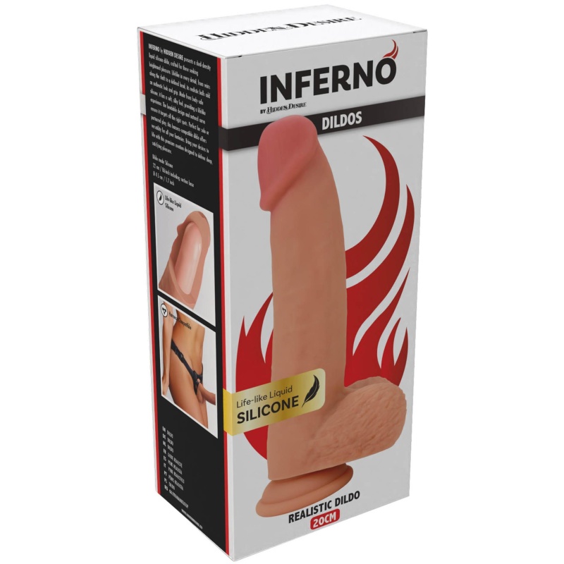 Realistic Dildo z płynnego silikonu, 20 cm, z przyssawką - 4