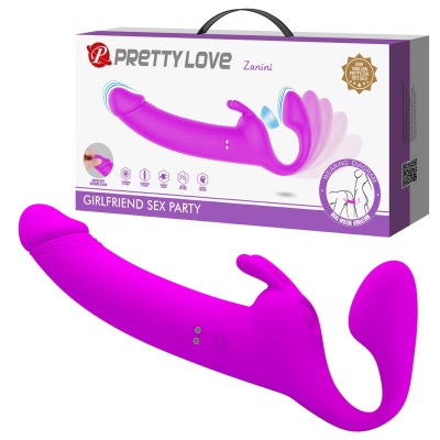 Dildo strap-on bez uprzęży Zanini z wibracjami i pulsowaniem, 20 cm - 1