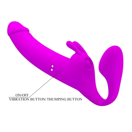 Dildo strap-on bez uprzęży Zanini z wibracjami i pulsowaniem, 20 cm - 9