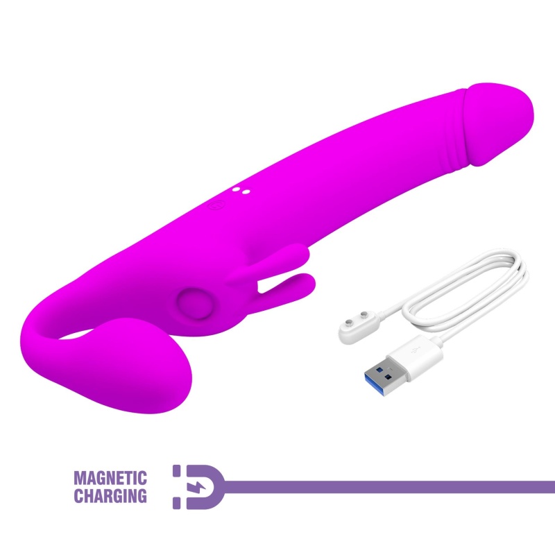 Dildo strap-on bez uprzęży Zanini z wibracjami i pulsowaniem, 20 cm - 10