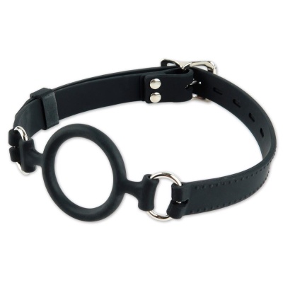 Knebel pierścieniowy Silicone O-Ring Gag – silikonowa powłoka na metalowym rdzeniu, regulowany pasek nagłowny do 65 cm, średnica - 1 2