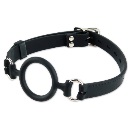 Knebel pierścieniowy Silicone O-Ring Gag – silikonowa powłoka na metalowym rdzeniu, regulowany pasek nagłowny do 65 cm, średnica - 2