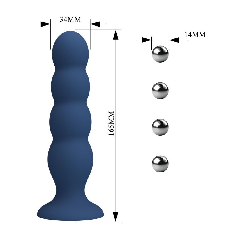Analplug Metal & Liquid Silicone z 4 kulkami ze stali nierdzewnej - długość 16,5 cm - 6