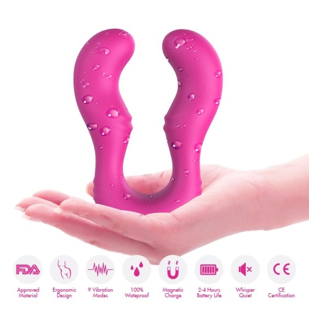 Wibrator dla par Seraph pink - ergonomiczny, dwuczęściowy, wodoodporny, silikon + ABS, 14,7 × 10,5 × 3,9 cm - 5