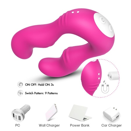 Wibrator dla par Seraph pink - ergonomiczny, dwuczęściowy, wodoodporny, silikon + ABS, 14,7 × 10,5 × 3,9 cm - 8