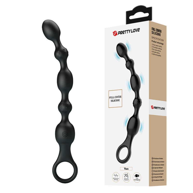 Wibrator analny Van z koralikami - 10 wibracji, 20 cm - 1