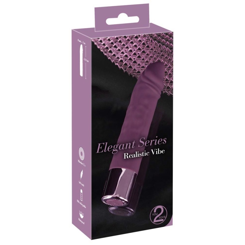 Wibrator realistyczny Elegant Series Realistic Vibe – 15 trybów, wodoodporny, długość 14,3 cm, Ø 3 cm - 1