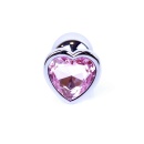 Silver Heart Plug Rose - stalowy korek analny z różowym kryształem w kształcie serca, 7 cm, Ø 2,7 cm - 1