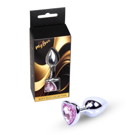 Silver Heart Plug Rose - stalowy korek analny z różowym kryształem w kształcie serca, 7 cm, Ø 2,7 cm - 8