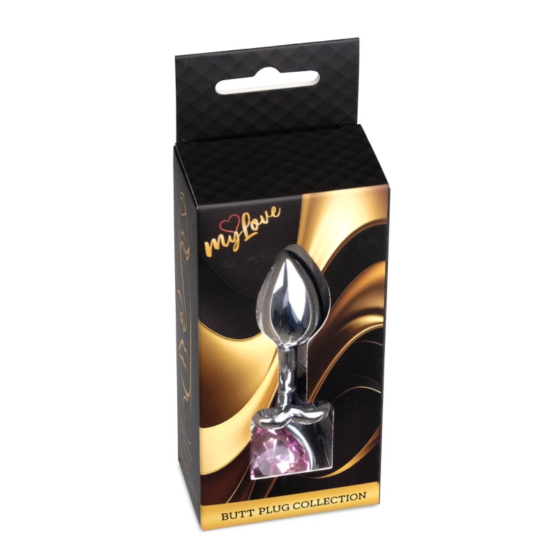 Silver Heart Plug Rose - stalowy korek analny z różowym kryształem w kształcie serca, 7 cm, Ø 2,7 cm - 9