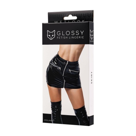 Glossy Billie, skirt, wetlook, black, L - 4