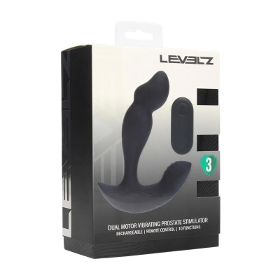 Dual Motor Remote Control Dual Motor Vibrating Liquid Silicone Prostate Stimulator - Black - 1 2
