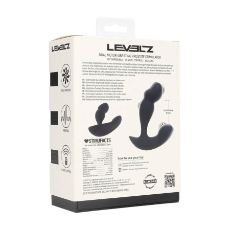 Stymulator prostaty Levelz Dual Motor z pilotem i 10 trybami wibracji, długość całkowita 28,5 cm - 3