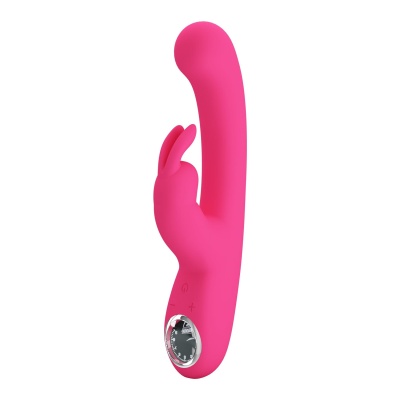 Wibrator króliczek Lamar Dark Pink, 22 cm, z zakrzywioną końcówką, 10 funkcjami wibracji i 9 poziomami intensywności - 1 2