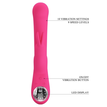 Wibrator króliczek Lamar Dark Pink, 22 cm, z zakrzywioną końcówką, 10 funkcjami wibracji i 9 poziomami intensywności - 9