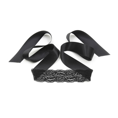 Koronkowy zestaw bondage Lace Me Up – czarny, 3-elementowy - 1 2