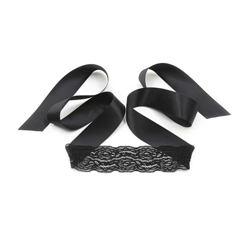 Koronkowy zestaw bondage Lace Me Up – czarny, 3-elementowy - 2