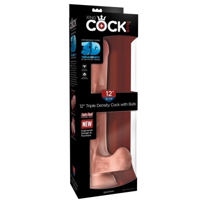 Dildo realistyczne KCP 12 TD Cock with Balls z twardym rdzeniem i miękką powłoką TPE, długość całkowita 33 cm - 1