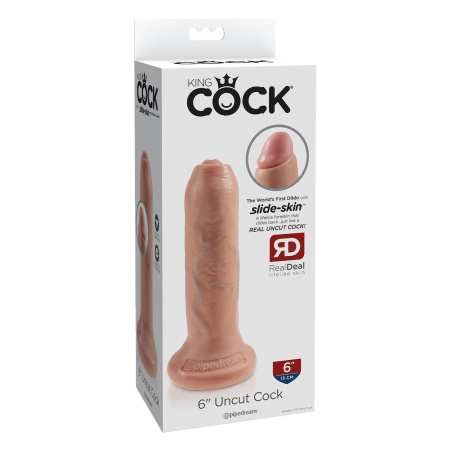 Dildo 6 Inch Uncut Light z ruchomym napletkiem, długość 15 cm - 4