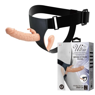 Regulowana uprząż strap-on Charlotte 24,8 cm - podwójne dildo TPE - 1