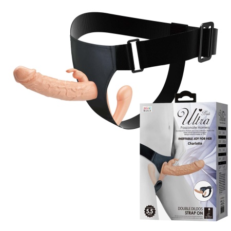 Regulowana uprząż strap-on Charlotte 24,8 cm - podwójne dildo TPE - 1