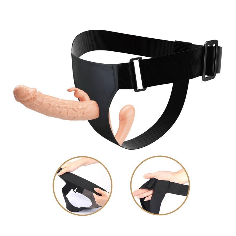 Regulowana uprząż strap-on Charlotte 24,8 cm - podwójne dildo TPE - 4