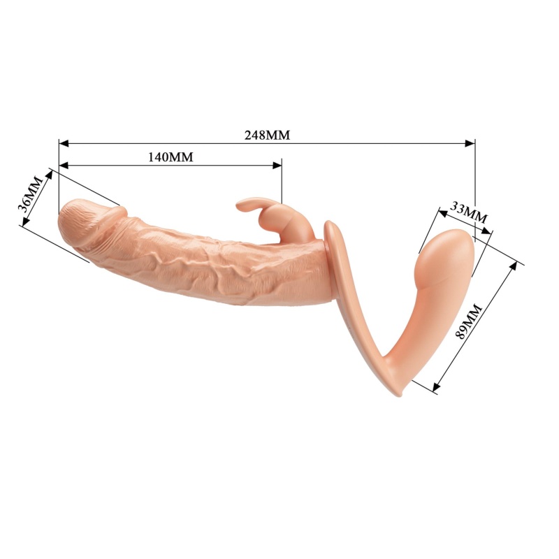 Regulowana uprząż strap-on Charlotte 24,8 cm - podwójne dildo TPE - 11